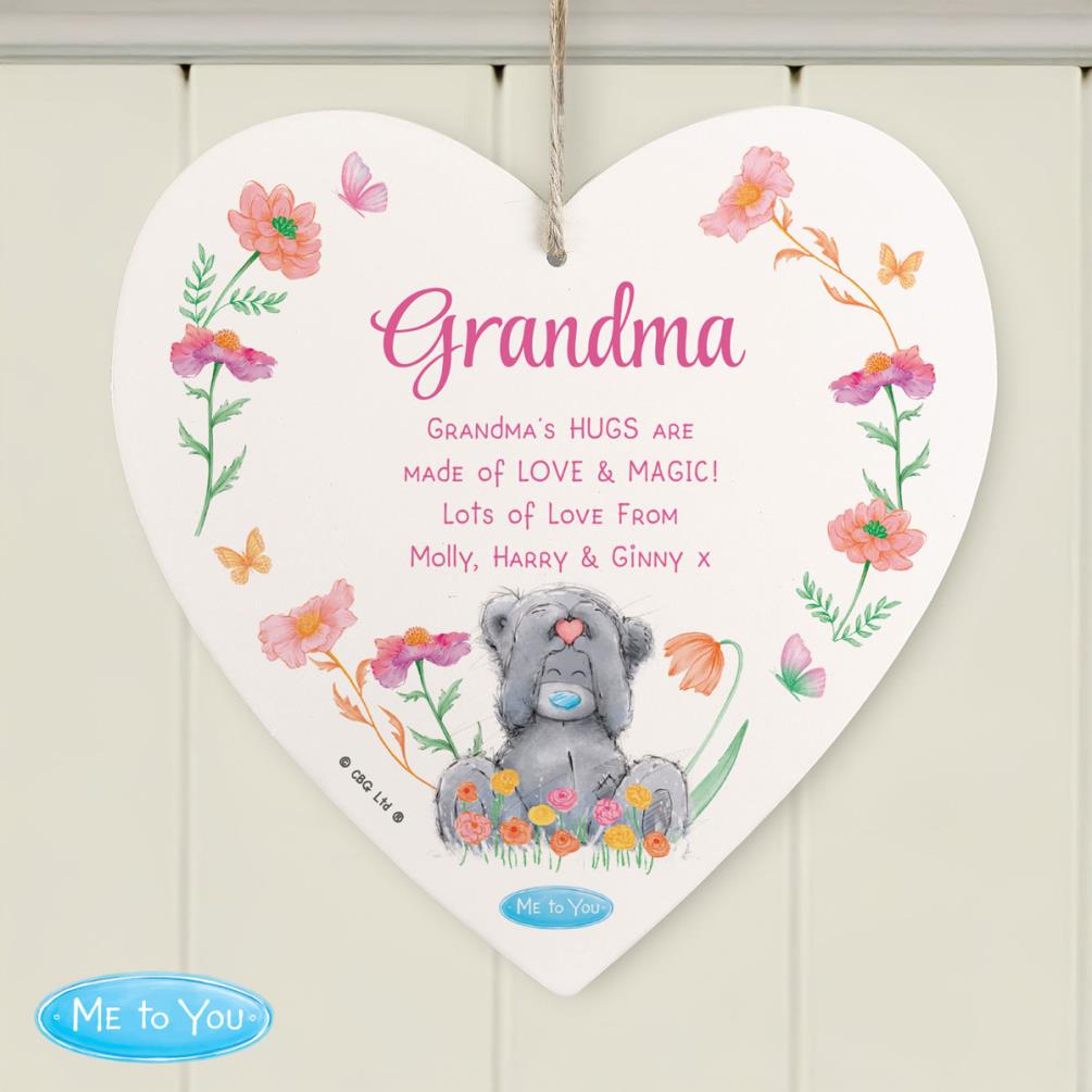 Personalised Me to You Flowery Large Wooden Heart Decoration Extra Image 2